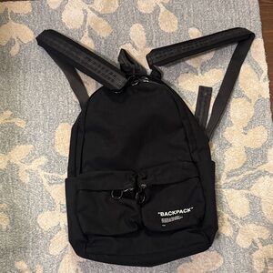 Off-White Black Backpack with White Details and 5400 lbs Weight Securing System